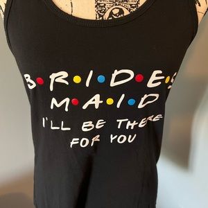 “Friends” style Bridesmaid Racerback Tank Top, Large, Black